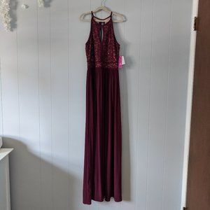 NEW Lace Keyhole Tie Back Halter Maxi Dress S